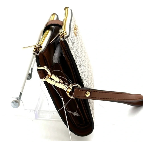 Michael Kors Double Zip Wallet Wristlet Vanilla Leather - Picture 2 of 7